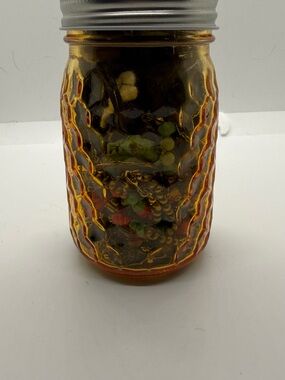 Amber Glass Mystery Jewelry Jar